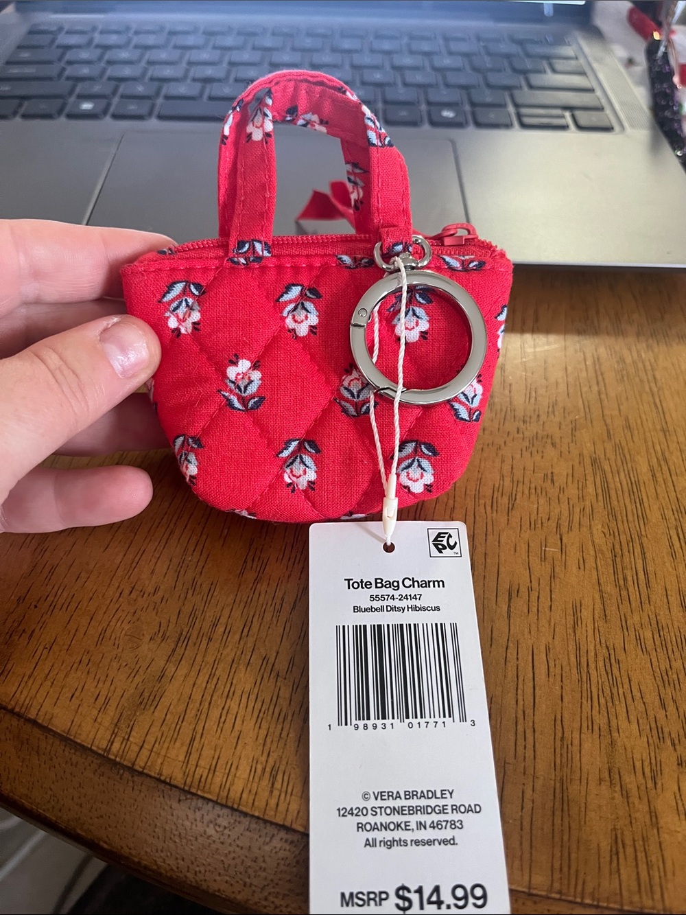 Vera Bradley Tote Bag Charm Identification, NWT